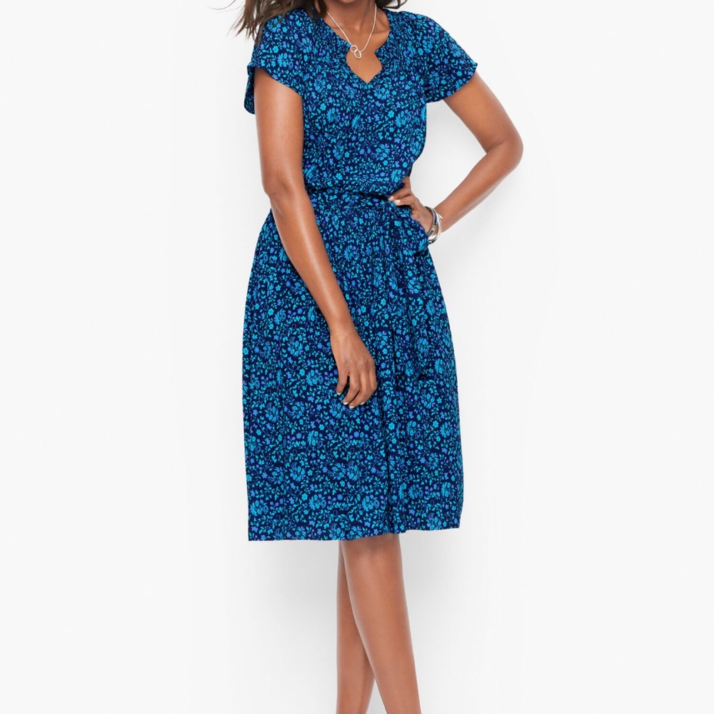 Talbots Blue Patterned Midi Dress - Picture 2 of 6